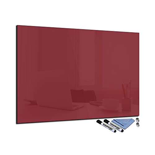 Glas-Magnettafel Rot 70x100 cm Whiteboard Wand Beschreibbar Magnetisch Pinnwand Küche Office Büro mit Zubehör Wochenplaner Abwischbar Deko Memoboard Tafel von decorwelt