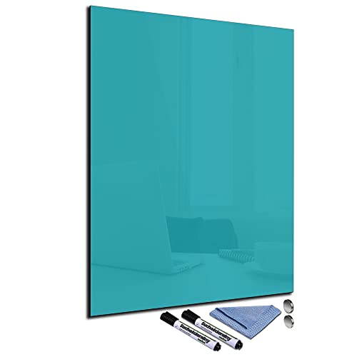 Glas-Magnettafel Türkis 60x80 Pinnwand Wand mit Zubehör Whiteboard Küche Deko Büro Office von decorwelt