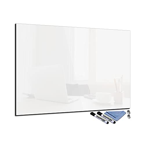 Glas-Magnettafel Weiß 70x100 cm Whiteboard Wand Beschreibbar Magnetisch Pinnwand Küche Office Büro mit Zubehör Wochenplaner Abwischbar Deko Memoboard Tafel von decorwelt