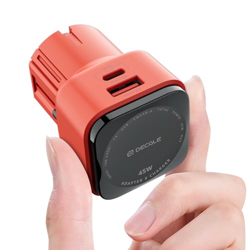 decqle Reiseadapter Weltweit Mini, Universal Reisestecker mit 1 USB-C (PD 45W), 1 USB-A, Internationaler Steckdosenadapter, Universaladapter für EU, UK, US, AU von decqle