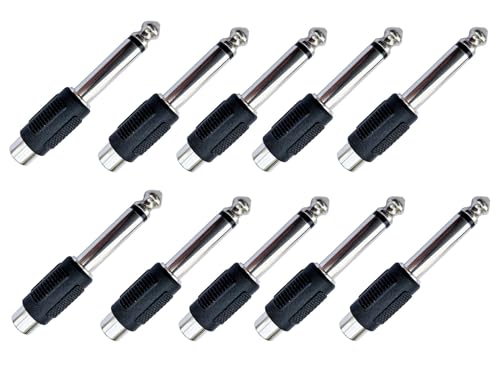 10er Set Adapter Cinch Buchse auf Klinkenstecker 6,3mm mono/Cinch Klinke Aux von deetech