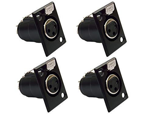 4er Set deetech XLR Einbaubuchse"Eco 1" 3-polig mit Verriegelung female schwarz von deetech