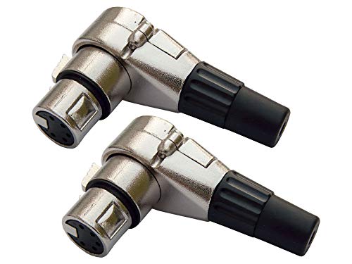 deetech 2er Set WX5FS-1 - XLR-Winkelstecker 90° female, 5-polig, silber, schwenkbar für Lautsprecher, Verstärker, Mikrophon, Musikinstrumente, Kopfhörer von deetech