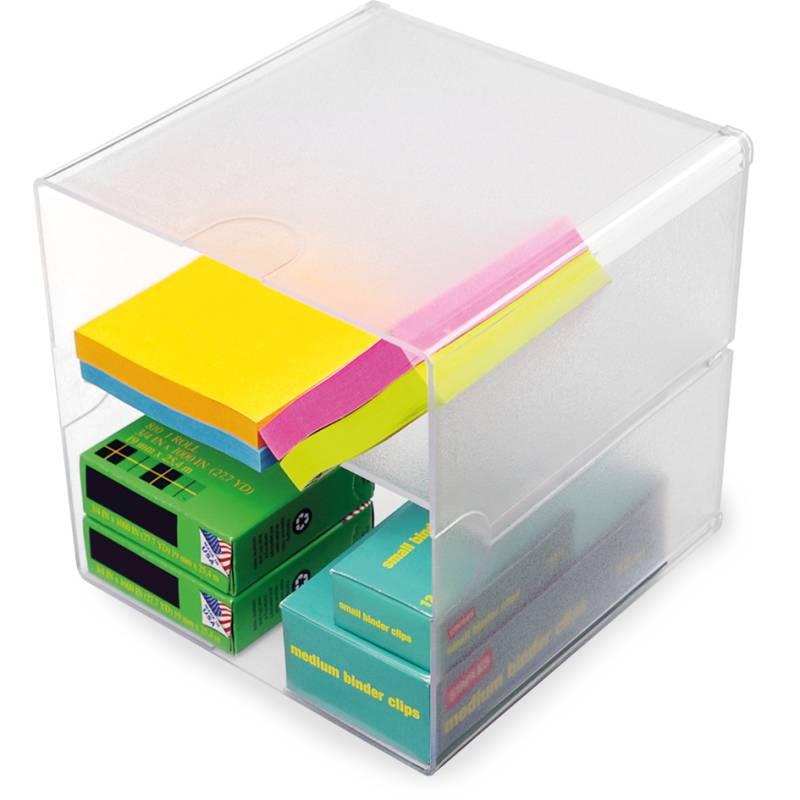 deflecto Organisationsbox Cube, 2 Fächer, glasklar von deflecto