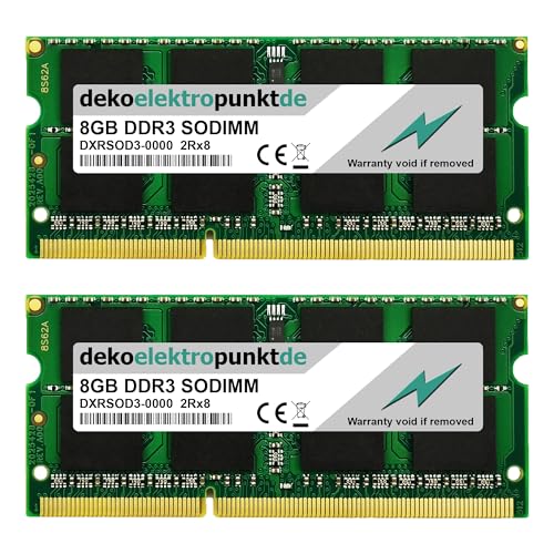dekoelektropunktde 16GB Kit (2x8GB) Ram Speicher passend für Fujitsu ESPRIMO Q920 X913-T A525-L, Ersatz Arbeitsspeicher DDR3 SO-DIMM PC3 von dekoelektropunktde