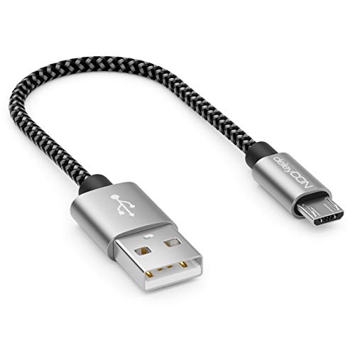 deleyCON 0,15m Nylon Micro USB Kabel Ladekabel Datenkabel Metallstecker Laden & Synchronisieren Handy Smartphone Tablet von deleyCON