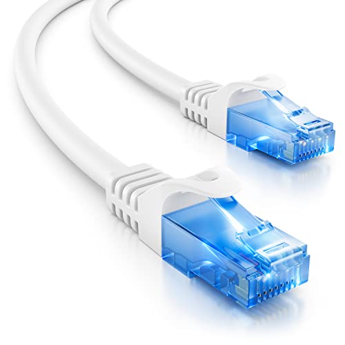 deleyCON 0,25m CAT.6 Ethernet Gigabit Lan Netzwerkkabel RJ45 CAT6 Kabel Patchkabel Kompatibel zu CAT.5 CAT.5e CAT.6a Cat.7 - Weiß von deleyCON