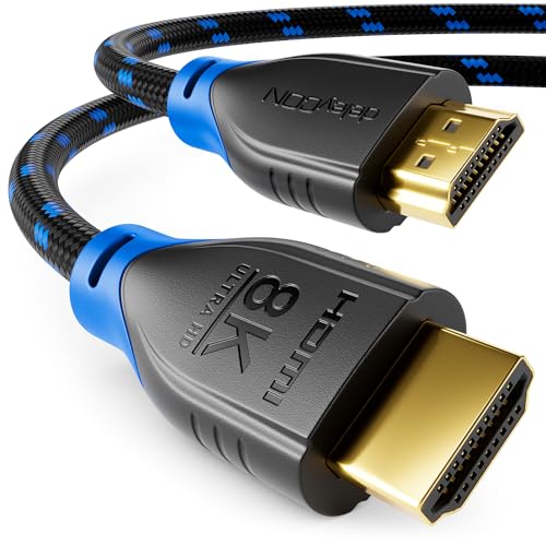 deleyCON - 0,5m - 8K HDMI 2.1 Kabel 48G - Nylon - 8K@60Hz / 4K@120Hz / 1080P@240Hz - 7680x4320p Dolby DTS HDR eARC CEC UHD-2 Ethernet - Schwarz von deleyCON