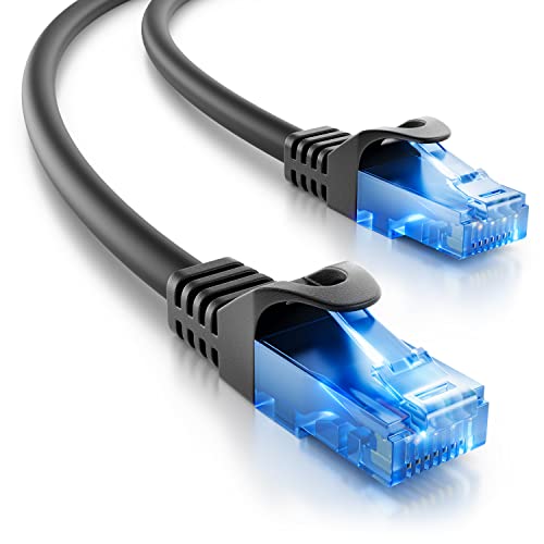 deleyCON 0,5m CAT.6 Ethernet Gigabit Lan Netzwerkkabel RJ45 CAT6 Kabel Patchkabel Kompatibel zu CAT.5 CAT.5e CAT.6a Cat.7 - Schwarz von deleyCON