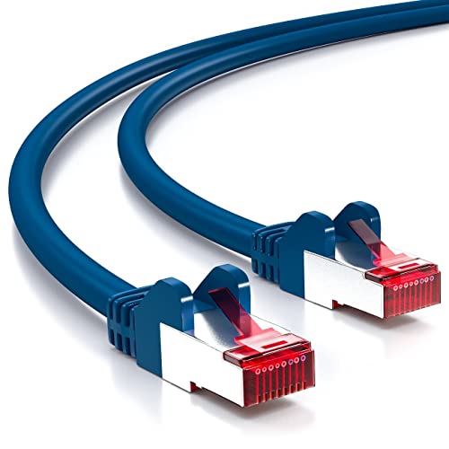 deleyCON 0,5m CAT6 Patchkabel S/FTP PIMF Schirmung CAT-6 RJ45 Netzwerkkabel Ethernetkabel LAN DSL Switch Router Modem Access Point Patchfelder - Blau von deleyCON