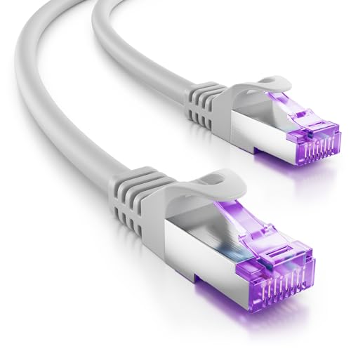 deleyCON 0,5m CAT7 Netzwerkkabel - 10 Gigabit - RJ45 Patchkabel Ethernet Kabel (Kupfer, SFTP PiMF Schirmung) - für Highspeed LAN DSL Switch Modem Router Patchpanel CAT7 CAT6 CAT5 - Grau von deleyCON