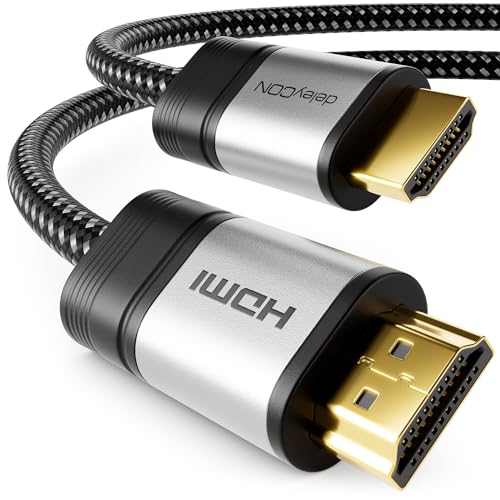 deleyCON 0,5m HDMI Kabel 2.0 a/b - HDR 10+ UHD 2160p 4K@60Hz 4:4:4 HDR HDCP 2.2 - Metallstecker & Nylonmantel von deleyCON