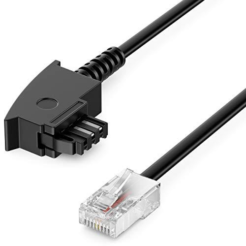 deleyCON 0,5m Routerkabel TAE-F auf RJ45 (8P2C) Anschlusskabel Kompatibel mit DSL ADSL VDSL Fritzbox Internet Router an Telefondose TAE - Schwarz von deleyCON