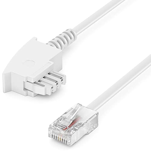 deleyCON 0,5m Routerkabel TAE-F auf RJ45 (8P2C) Anschlusskabel Kompatibel mit DSL ADSL VDSL Fritzbox Internet Router an Telefondose TAE - Weiß von deleyCON