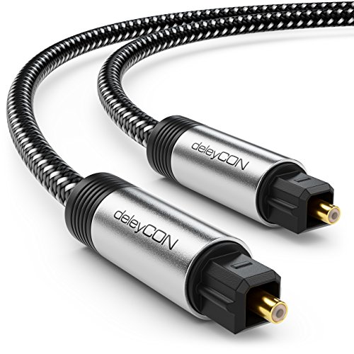 deleyCON 0,5m Toslink Kabel Optisches Digital Audio Kabel mit Metallstecker & Nylon Mantel - SPDIF Lichtwellenleiter Kabel von deleyCON