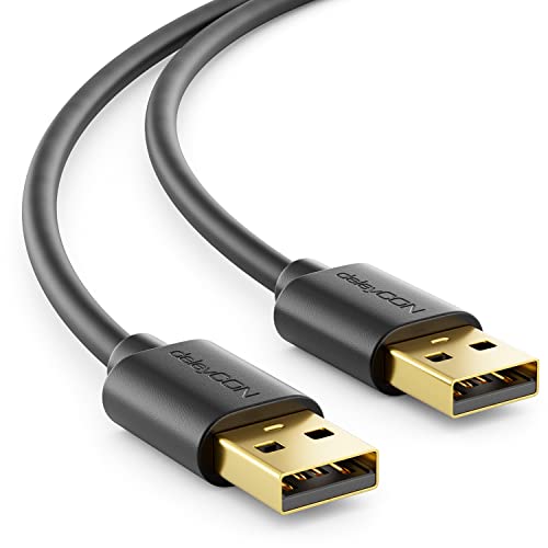 deleyCON 0,5m USB 2.0 High Speed Kabel Datenkabel - USB A-Stecker zu USB A-Stecker - Schnelle und Sichere Datenübertragung Passgenaue Stabile USB Stecker Abwärtskompatibel Schwarz von deleyCON