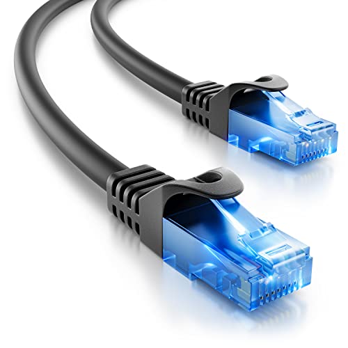 deleyCON 1,5m CAT.6 Ethernet Gigabit Lan Netzwerkkabel RJ45 CAT6 Kabel Patchkabel Kompatibel zu CAT.5 CAT.5e CAT.6a Cat.7 - Schwarz von deleyCON