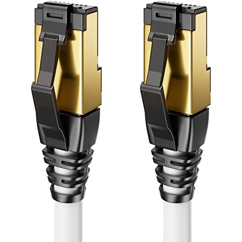 deleyCON 1,5m CAT8.1 LAN Kabel Patchkabel Netzwerkkabel - RJ45 LAN DSL Kabel Kupfer S/FTP Schirmung 2000 MHz 40 Gbit - CAT.8 Ethernet Kabel RJ45 Stecker vergoldet - Weiß deleyCON 1,5m CAT8.1 LAN Kabel Patchkabel Netzwerkkabel - RJ45 LAN DSL Kabel Kupfer S/FTP Schirmung 2000 MHz 40 Gbit - CAT.8 Ethernet Kabel RJ45 Stecker vergoldet - Weiß von deleyCON