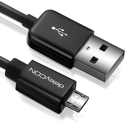 deleyCON 1,5m Micro USB Ladekabel Datenkabel Kompatibel für Android Handys Smartphones Tablets MP3 Player Kameras uvm. - Schwarz von deleyCON