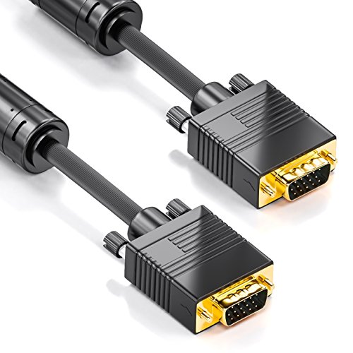 deleyCON 1,5m VGA Kabel 15-polig - S-VGA Monitorkabel D-Sub-Stecker 1080p Full HD geschirmt Knickschutz 2 Ferritfilter vergoldete Kontakte - Schwarz von deleyCON
