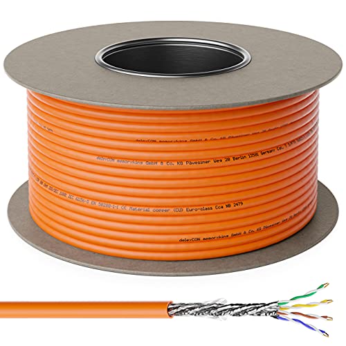 deleyCON 100m CAT.7 Verlegekabel Kupfer Starr S/FTP PIMF Netzwerkkabel Installationskabel LAN Kabel Ethernet Datenkabel Gigabit CAT7 10 Gbit 1000 MHz LSZH Halogenfrei BauPVO - GHMT Zertifiziert deleyCON 100m CAT.7 Verlegekabel Kupfer Starr S/FTP PIMF Netzwerkkabel Installationskabel LAN Kabel Ethernet Datenkabel Gigabit CAT7 10 Gbit 1000 MHz LSZH Halogenfrei BauPVO - GHMT Zertifiziert von deleyCON
