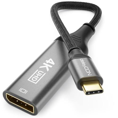 deleyCON 10cm USB C auf DisplayPort Adapter Kabel Kurz 4K 60Hz (1080P 2K@165Hz 144Hz 120Hz 60Hz) HDR Thunderbolt 3/4 auf DP Konverter Kompatibel mit iPhone iPad MacBook Tablet Laptop Handy Monitor von deleyCON