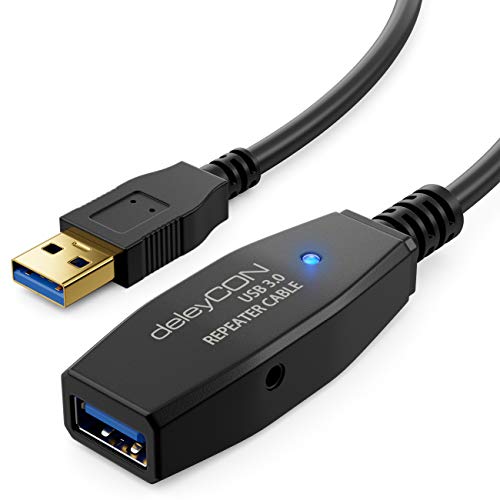 deleyCON 10m Aktives USB 3.0 Kabel Aktive Verlängerung mit 2 Signalverstärker USB3.0 Repeaterkabel Verlängerungskabel PC Computer Drucker Scanner deleyCON 10m Aktives USB 3.0 Kabel Aktive Verlängerung mit 2 Signalverstärker USB3.0 Repeaterkabel Verlängerungskabel PC Computer Drucker Scanner von deleyCON
