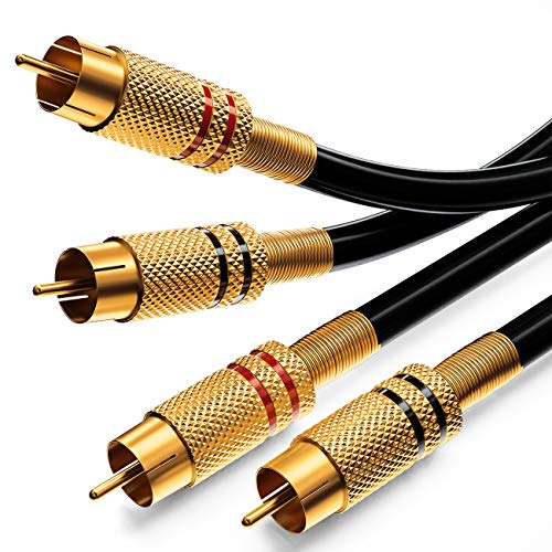 deleyCON 10m Audio Cinch Kabel 2x Cinch Stecker auf 2x Cinch Stecker Audio HiFi Kabel vergoldete Vollmetall RCA Cinch-Stecker Receiver Heimkino Spielekonsole von deleyCON
