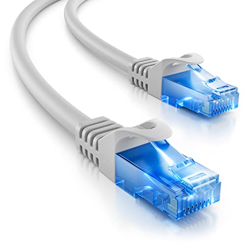 deleyCON 10m CAT.6 Ethernet Gigabit Lan Netzwerkkabel RJ45 CAT6 Kabel Patchkabel Kompatibel zu CAT.5 CAT.5e CAT.6a Cat.7 - Grau von deleyCON