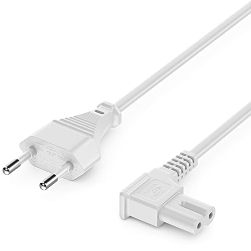 deleyCON 10m Netzkabel Stromkabel Strom Kabel Stecker Typ C Eurostecker auf C7 Buchse 90° Gewinkelt Euro-Netzkabel Kleingerätekabel Euro 8 TV Blu-Ray Haushaltsgeräte Netzteile - Weiß von deleyCON