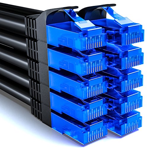 deleyCON 10x 0,25m CAT6 Netzwerkkabel Set - Kurzes 25cm U-UTP RJ45 CAT-6 LAN Kabel Patchkabel Ethernetkabel DSL Switch Router Modem Repeater Patchpanel - Schwarz von deleyCON