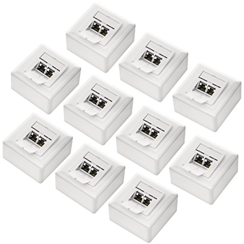 deleyCON 10x CAT 6a Universal Netzwerkdose - 2x RJ45 Port - Geschirmt - Aufputz oder Unterputz - 10 Gigabit Ethernet Netzwerk - EIA/TIA 568A&B - Weiß deleyCON 10x CAT 6a Universal Netzwerkdose - 2x RJ45 Port - Geschirmt - Aufputz oder Unterputz - 10 Gigabit Ethernet Netzwerk - EIA/TIA 568A&B - Weiß von deleyCON
