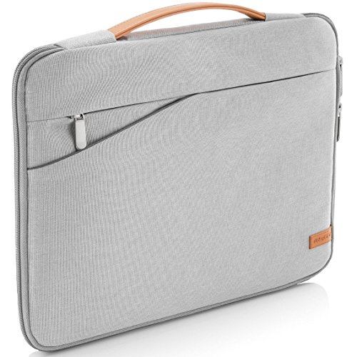 deleyCON 14" - 15,6" Zoll Notebook Tasche Hülle Schutzhülle für Netbook Laptop (35,56cm - 39,62cm) Laptoptasche aus robustem Nylon 2 Zubehörfächer verstärkte Polsterwände - Hellgrau von deleyCON