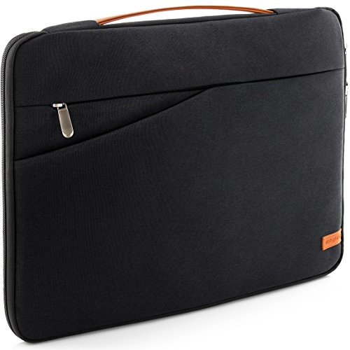 deleyCON 14" - 15,6" Zoll Notebook Tasche Hülle Schutzhülle für Netbook Laptop (35,56cm - 39,62cm) Laptoptasche aus robustem Nylon 2 Zubehörfächer verstärkte Polsterwände - Schwarz von deleyCON