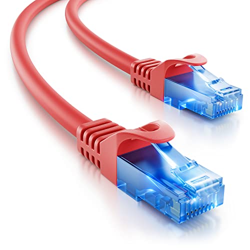 deleyCON 15m CAT.6 Ethernet Gigabit Lan Netzwerkkabel RJ45 CAT6 Kabel Patchkabel Kompatibel zu CAT.5 CAT.5e CAT.6a Cat.7 - Rot von deleyCON
