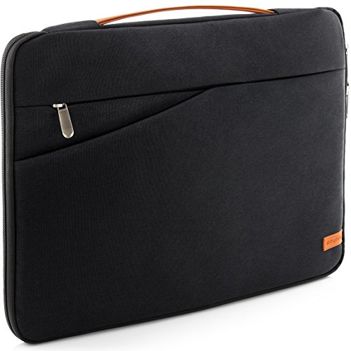 deleyCON 16" - 17,3" Zoll Notebook Tasche Hülle Schutzhülle für Netbook Laptop (40,64cm - 43,94cm) Laptoptasche aus robustem Nylon 2 Zubehörfächer verstärkte Polsterwände - Schwarz von deleyCON