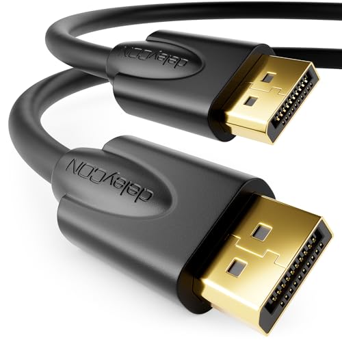 deleyCON 1m DisplayPort Kabel - 4K 2160p 3D HDCP - DP (20 Pin) Stecker auf DP (20 Pin) Stecker - PC Notebook Monitor Grafikkarte - Schwarz von deleyCON