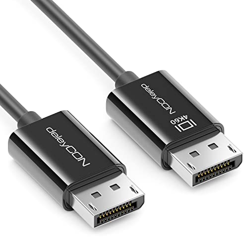deleyCON 1m DisplayPort Kabel 4K@60Hz WQHD 1440p 2K@144Hz/165Hz 1080p@240Hz - DP 4K Gaming Monitor Kabel - Schwarz von deleyCON