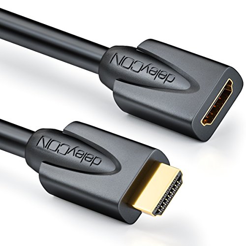 deleyCON 1m HDMI Verlängerung - Kompatibel zu HDMI 2.0a/b/1.4a - UHD 4K HDR 3D 1080p 2160p ARC - High Speed mit Ethernet - Schwarz von deleyCON