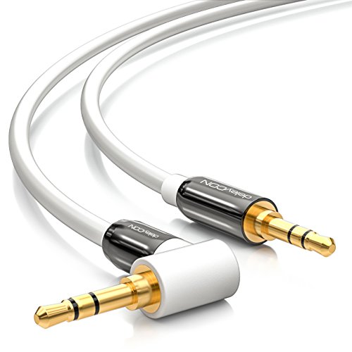 deleyCON 1m Klinkenkabel 3,5mm AUX Kabel Stereo Audio Kabel Klinkenstecker 1x 90° gewinkelt für PC Laptop Handy Smartphone Tablet KFZ HiFi-Receiver - Weiß deleyCON 1m Klinkenkabel 3,5mm AUX Kabel Stereo Audio Kabel Klinkenstecker 1x 90° gewinkelt für PC Laptop Handy Smartphone Tablet KFZ HiFi-Receiver - Weiß von deleyCON
