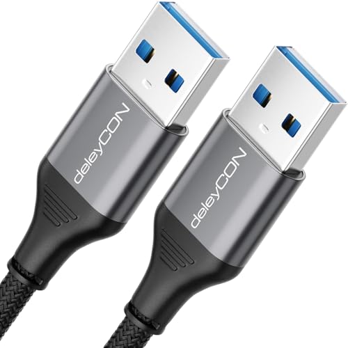 deleyCON 1m USB 3.0 Kabel – Super Speed 5Gbit/s (A-Stecker auf A-Stecker) Aluminium Stecker + Nylon Kabel Datenkabel für Laptop, HDD, Drucker, Modems, Festplatten, Kameras usw. von deleyCON