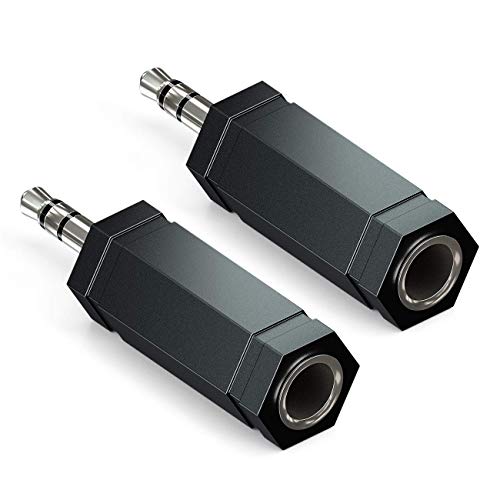 deleyCON 2 Stück Stereo Audio Klinke Adapter 3,5mm Stecker auf 6,3mm Buchse HiFi Klinken Wandler Adapter-Stecker Receiver Heimkino Kopfhörer von deleyCON