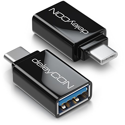 deleyCON 2 Stück USB C 3.0 OTG Adapter - USB zu USB C - bis zu 5 Gbit/s - Für Apple Samsung Google Huawei Xiaomi Handy Smartphone Tablet Laptop Chromebook Netbook - Schwarz von deleyCON