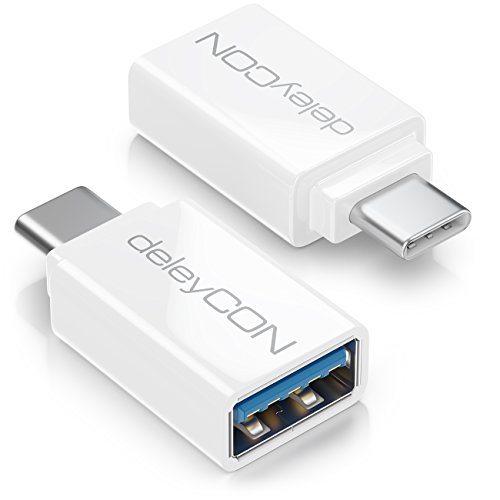 deleyCON 2 Stück USB C 3.0 OTG Adapter - USB zu USB C - bis zu 5 Gbit/s - Für Apple Samsung Google Huawei Xiaomi Handy Smartphone Tablet Laptop Chromebook Netbook - Weiß von deleyCON