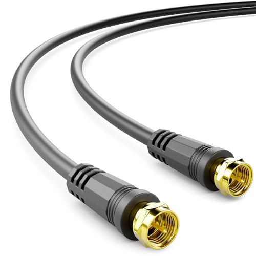 deleyCON 20m SAT TV Antennenkabel Koaxial Kabel HDTV 4-Fach Schirmung DVB-S DVB-S2 Radio DAB Vergoldete Metallstecker Schwarz von deleyCON