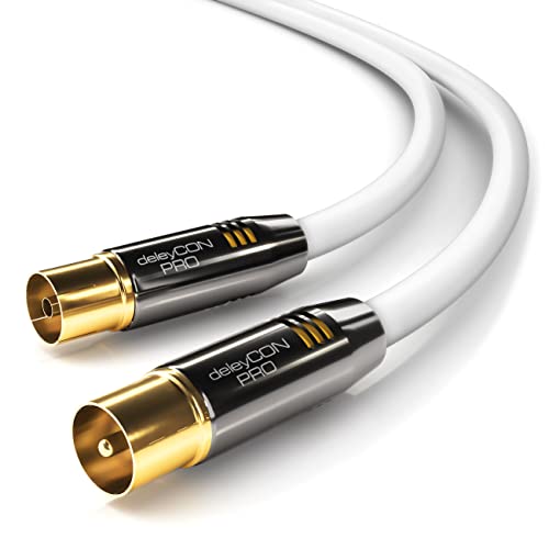 deleyCON 20m 4K TV Antennenkabel Koaxialkabel TV-Kabel HDTV FULL HD - IEC-Stecker zu IEC-Buchse - Metallstecker - Analog Digital - Weiß deleyCON 20m 4K TV Antennenkabel Koaxialkabel TV-Kabel HDTV FULL HD - IEC-Stecker zu IEC-Buchse - Metallstecker - Analog Digital - Weiß von deleyCON
