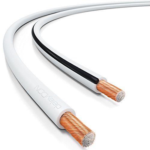 deleyCON 25m Lautsprecherkabel 2x 0,75mm² Boxenkabel CCA Kupferüberzogenes Aluminium 2x24x0,20mm Litze Polaritätskennzeichnung - Weiß deleyCON 25m Lautsprecherkabel 2x 0,75mm² Boxenkabel CCA Kupferüberzogenes Aluminium 2x24x0,20mm Litze Polaritätskennzeichnung - Weiß von deleyCON