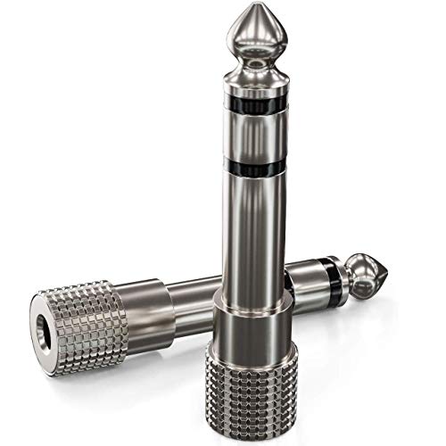 deleyCON 2X Stereo Audio Klinke Adapter 6,3mm Klinken Stecker auf 3,5mm Buchse Adapter Audio HiFi Klinke Adapter Stecker Receiver Heimkino Kopfhörer Silber von deleyCON
