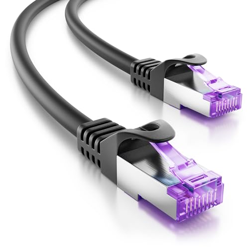 deleyCON 2m CAT7 Netzwerkkabel - 10 Gigabit - RJ45 Patchkabel Ethernet Kabel (Kupfer, SFTP PiMF Schirmung) - für Highspeed LAN DSL Switch Modem Router Patchpanel CAT7 CAT6 CAT5 - Schwarz von deleyCON