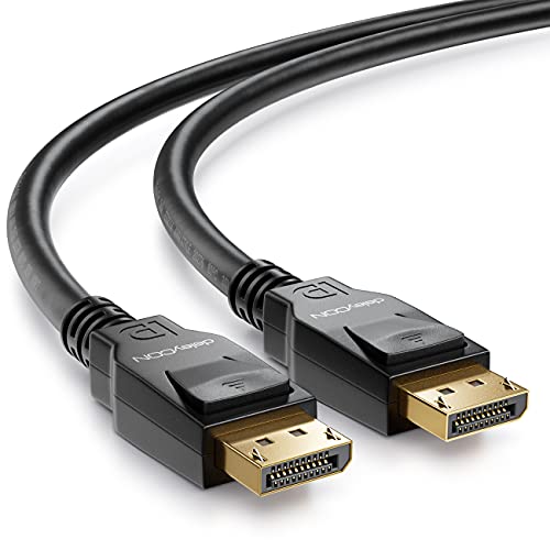 deleyCON 2m DisplayPort 8K Kabel 1.4-1080P bis 8K - Optimal für Gaming Monitore bis 240Hz PC HBR3 DSC HDR-10 von deleyCON